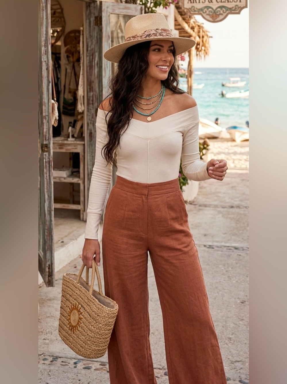 Free People | Off-Shoulder Long Sleeve Cream Bodysuit Size Medium - Picture 3 of 13